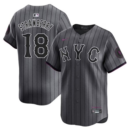 Men's New York Mets #18 Darryl Strawberry Nike Graphite 2024 City Connect Limited Player Jersey
